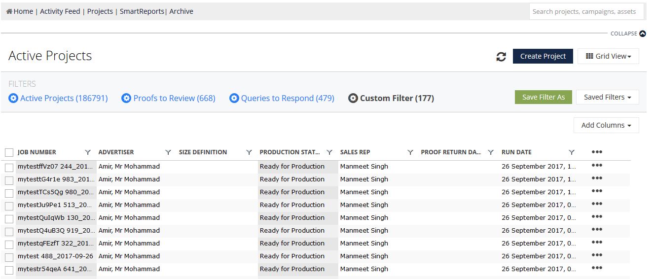 projects in grid view